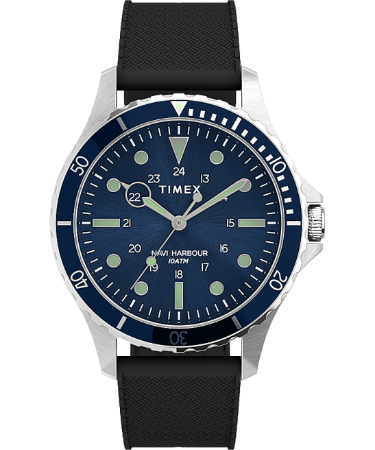 relojes | Timex reloj navi xl de 41 mm con correa de caucho sintético acero inoxidable/negro/azul hombres Z8X26