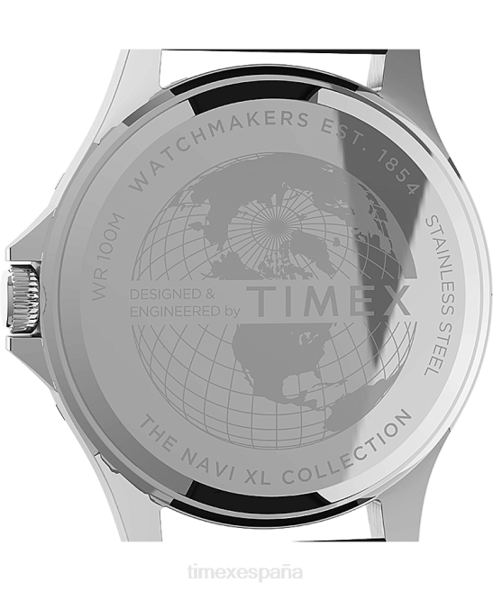 relojes | Timex reloj navi xl de 41 mm con correa de caucho sintético acero inoxidable/negro/azul hombres Z8X26