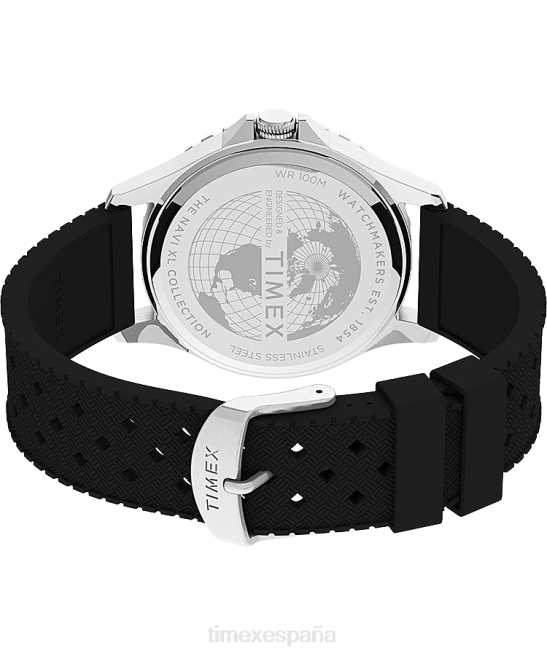 relojes | Timex reloj navi xl de 41 mm con correa de caucho sintético acero inoxidable/negro/azul hombres Z8X26