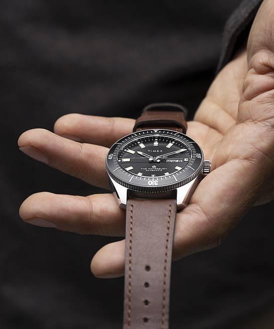 relojes | Timex reloj waterbury dive automático de 40 mm con correa de cuero acero inoxidable/marrón/negro hombres Z8X233