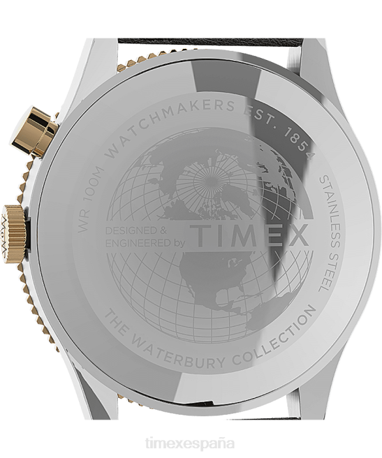 relojes | Timex reloj waterbury tradicional gmt de 39 mm con correa de cuero acero inoxidable/marrón/azul hombres Z8X25