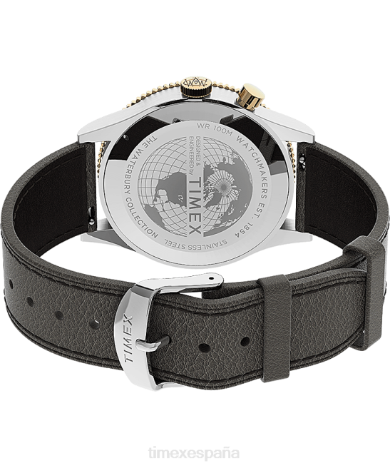 relojes | Timex reloj waterbury tradicional gmt de 39 mm con correa de cuero acero inoxidable/marrón/azul hombres Z8X25