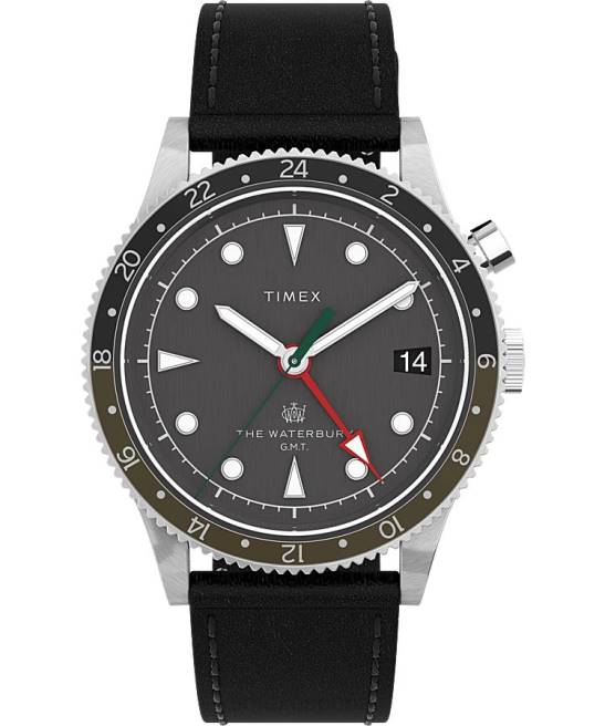 relojes | Timex reloj waterbury tradicional gmt de 39 mm con correa de cuero acero inoxidable/negro hombres Z8X22