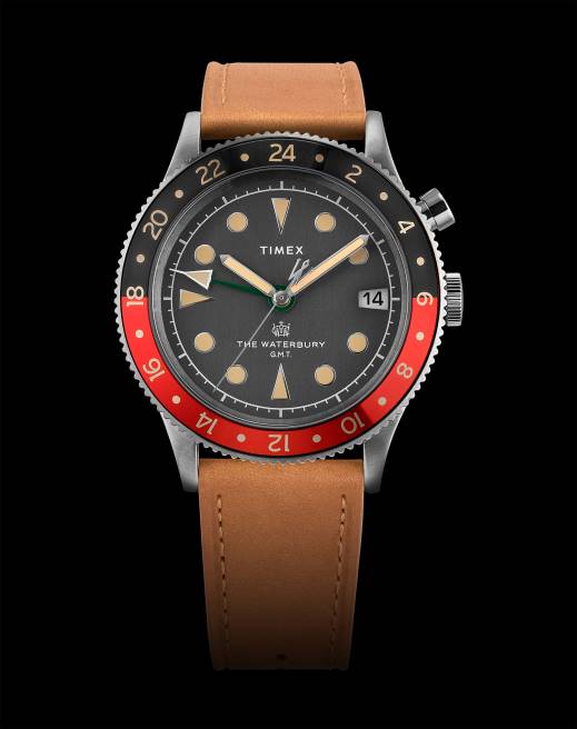 relojes | Timex reloj waterbury tradicional gmt de 39 mm con correa de cuero tostado/negro hombres Z8X211