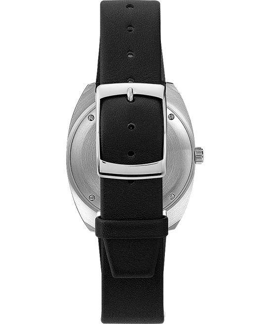 relojes | Q Timex Reloj con correa de cuero de 37 mm y fecha reedición de 1978 acero inoxidable/negro/tono plateado hombres Z8X279