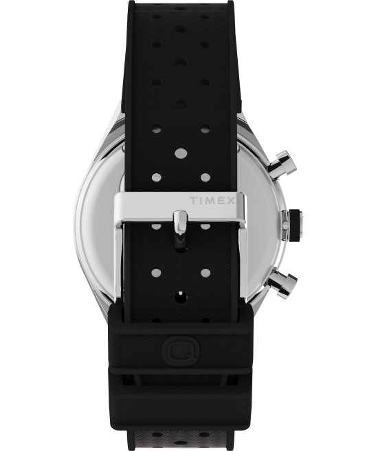 relojes | Q Timex Reloj cronógrafo de tres zonas horarias de 40 mm con correa de caucho sintético acero inoxidable/negro/blanco hombres Z8X264
