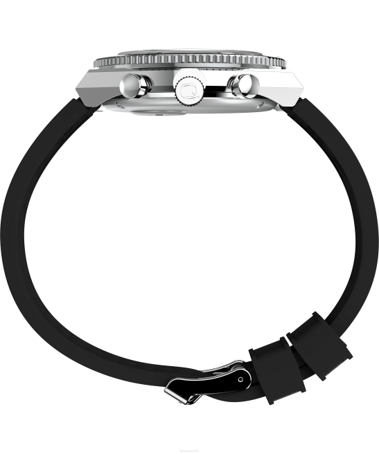 relojes | Q Timex Reloj cronógrafo de tres zonas horarias de 40 mm con correa de caucho sintético acero inoxidable/negro/verde hombres Z8X263