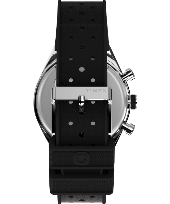 relojes | Q Timex Reloj cronógrafo de tres zonas horarias de 40 mm con correa de caucho sintético acero inoxidable/negro/verde hombres Z8X263