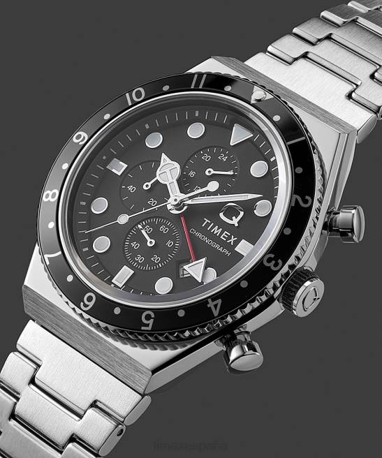 relojes | Q Timex Reloj cronógrafo de tres zonas horarias de 40 mm con pulsera de acero inoxidable acero inoxidable/negro/otro hombres Z8X261