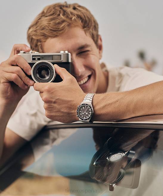 relojes | Q Timex Reloj cronógrafo de tres zonas horarias de 40 mm con pulsera de acero inoxidable acero inoxidable/negro/otro hombres Z8X261