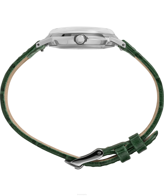 relojes | Timex Reloj Marlin de cuerda manual con esfera California de 34 mm y correa de cuero acero inoxidable/verde/blanco hombres Z8X268