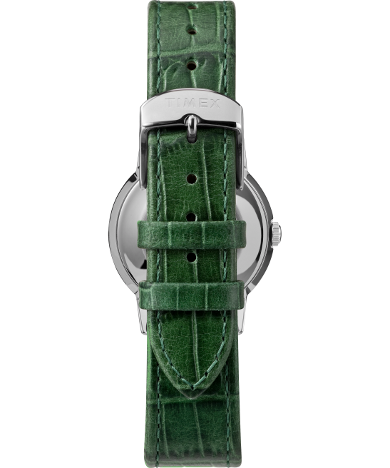 relojes | Timex Reloj Marlin de cuerda manual con esfera California de 34 mm y correa de cuero acero inoxidable/verde/blanco hombres Z8X268