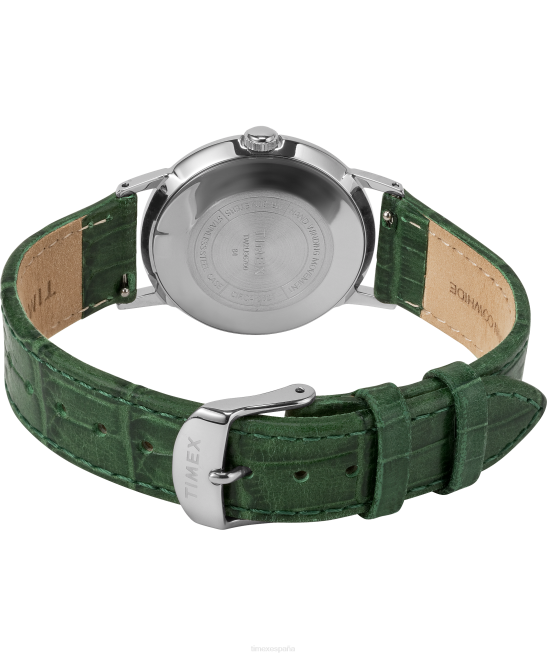 relojes | Timex Reloj Marlin de cuerda manual con esfera California de 34 mm y correa de cuero acero inoxidable/verde/blanco hombres Z8X268