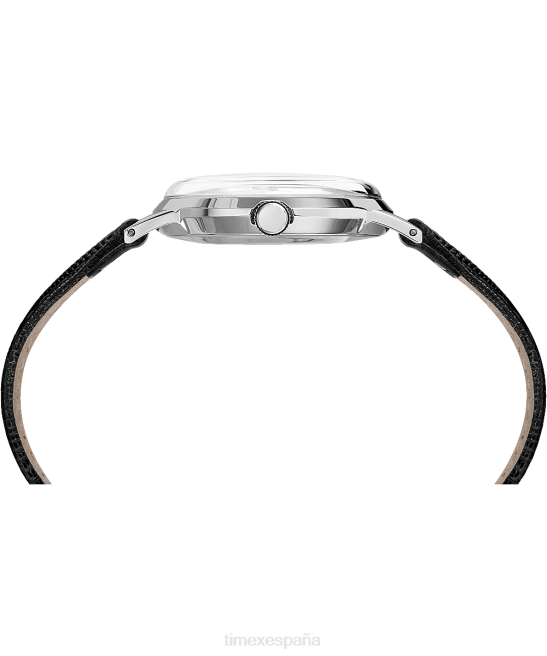 relojes | Timex reloj marlin de cuerda manual de 34 mm con correa de cuero negro/tono plateado hombres Z8X277