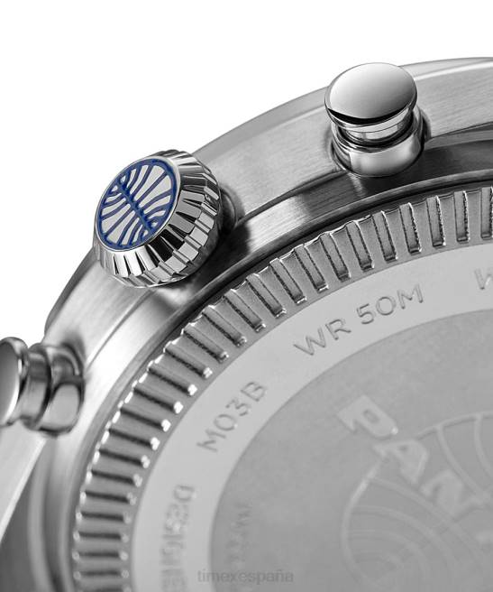 relojes | Timex x Reloj cronógrafo pan am de 42 mm con correa de piel. acero inoxidable/marrón/azul hombres Z8X280