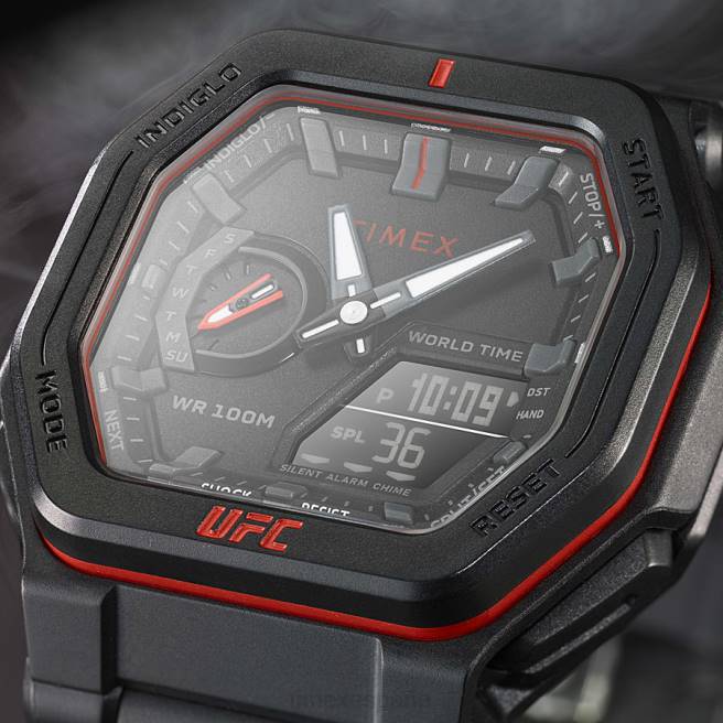 relojes | Timex Reloj UFC Colossus de 45 mm con correa de resina. negro/rojo hombres Z8X2249
