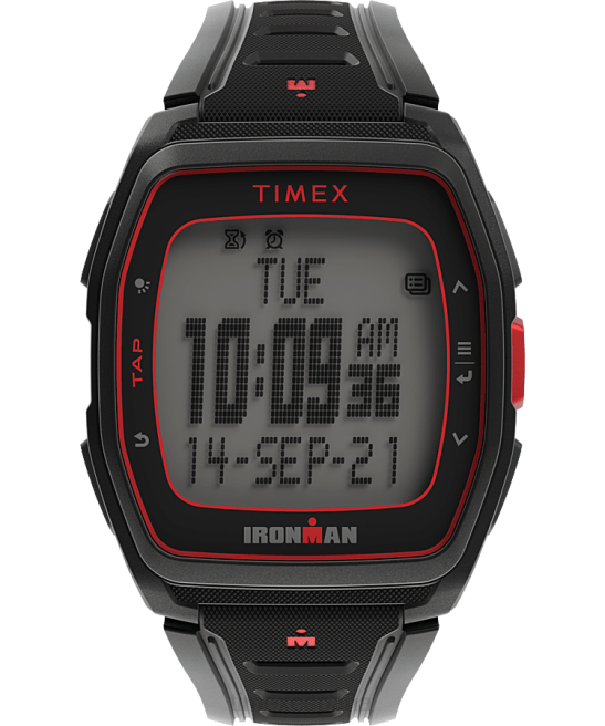 relojes | Timex reloj ironman t300 con correa de silicona negro/rojo hombres Z8X2265