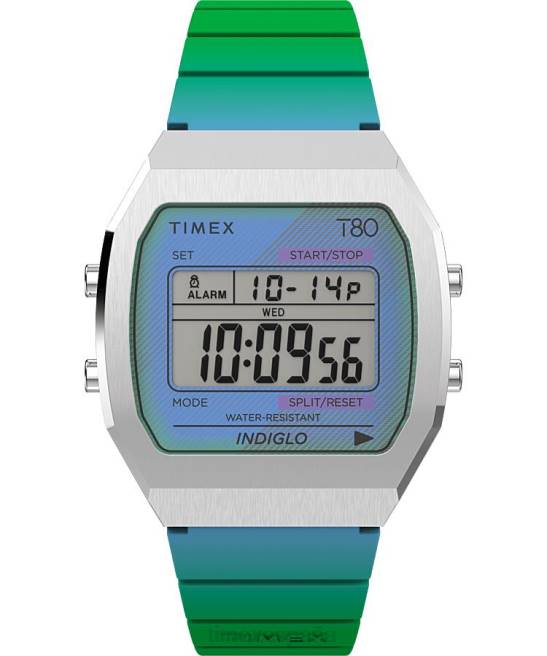 relojes | Timex reloj t80 de acero de 36 mm con correa de resina acero inoxidable/azul hombres Z8X2255