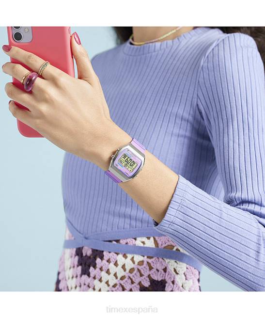 relojes | Timex reloj t80 de acero de 36 mm con correa de resina acero inoxidable/púrpura hombres Z8X2256