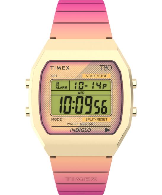 relojes | Timex reloj t80 de acero de 36 mm con correa de resina tono dorado/rosa hombres Z8X2254