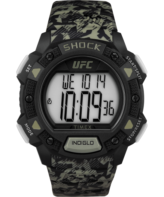 relojes | Timex reloj ufc core shock de 45 mm con correa de resina negro/camuflaje hombres Z8X2268