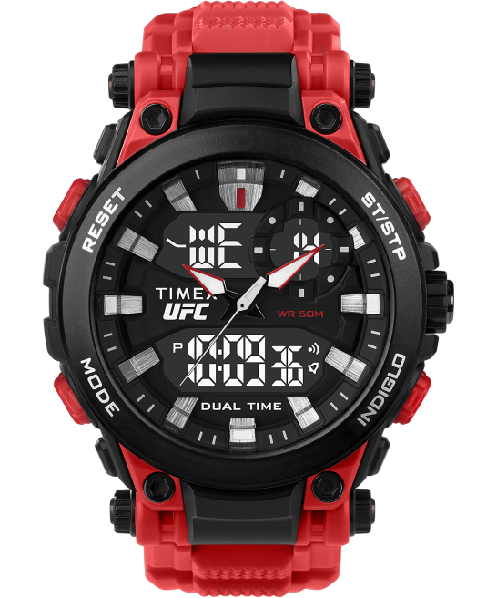 relojes | Timex reloj ufc impact de 50 mm con correa de resina negro/rojo hombres Z8X2246