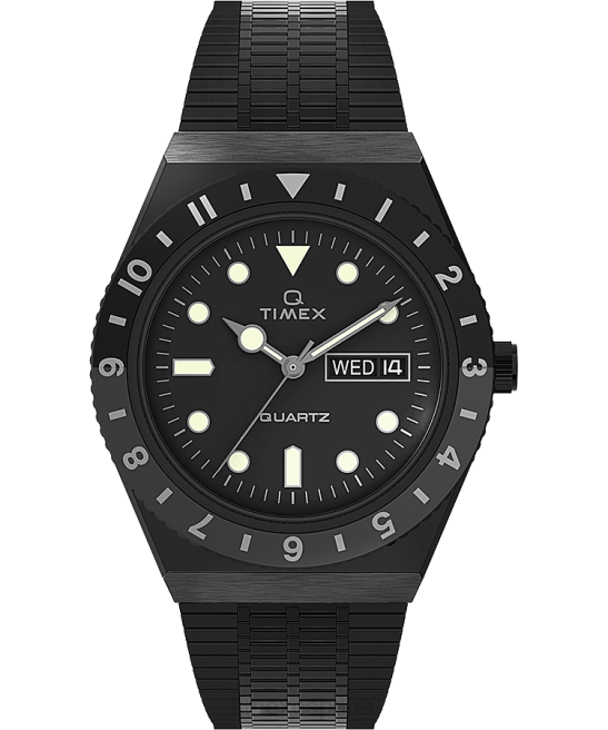 relojes | Q Timex Reedición de reloj con pulsera de acero inoxidable de 38 mm. negro/acero inoxidable hombres Z8X2135