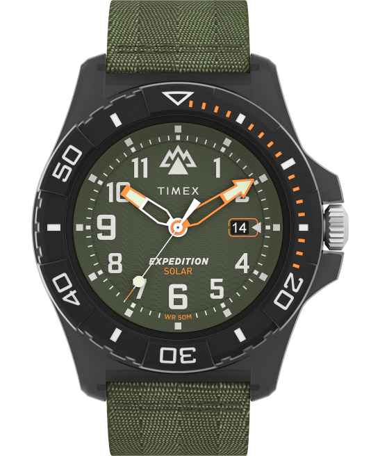 relojes | Timex Expedition North Freedive Ocean Reloj de 46 mm con correa de tela reciclada Verde Gris hombres Z8X2137