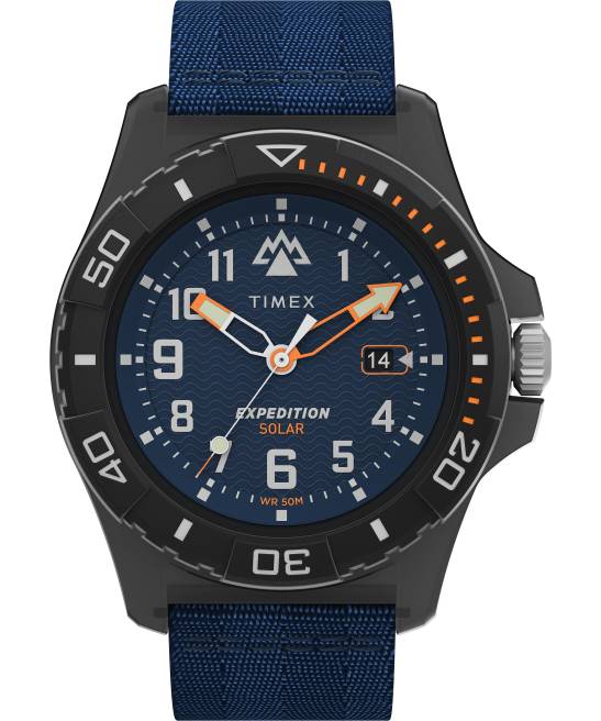 relojes | Timex Expedition North Freedive Ocean Reloj de 46 mm con correa de tela reciclada gris/azul hombres Z8X2119