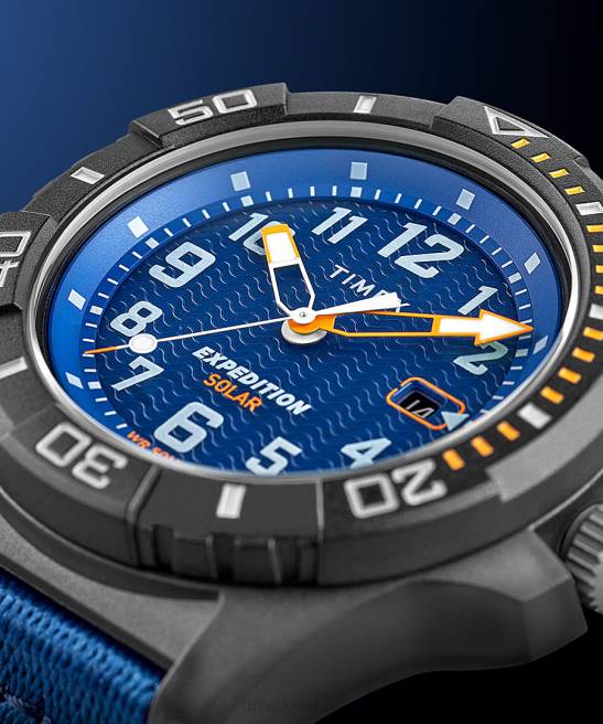 relojes | Timex Expedition North Freedive Ocean Reloj de 46 mm con correa de tela reciclada gris/azul hombres Z8X2119