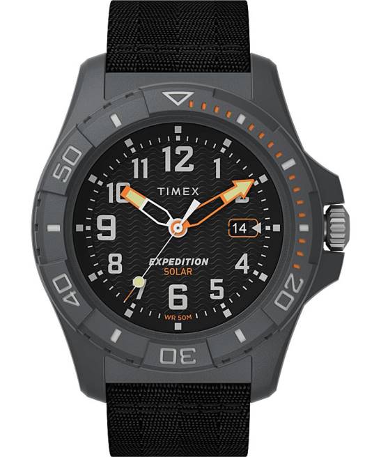 relojes | Timex Expedition North Freedive Ocean Reloj de 46 mm con correa de tela reciclada gris negro hombres Z8X2121