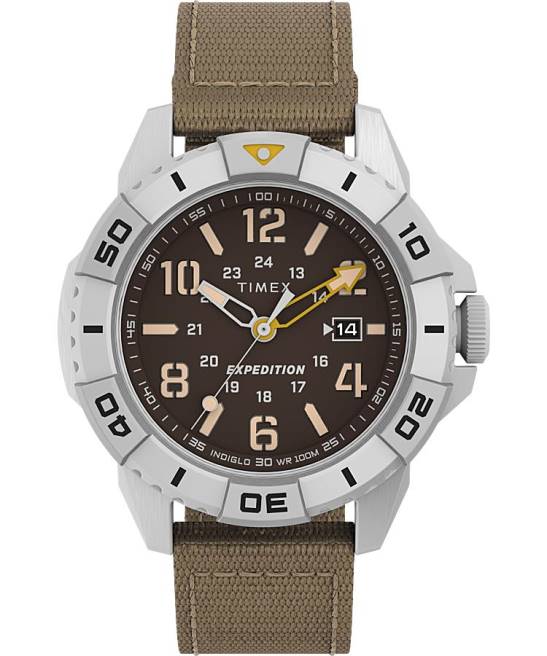 relojes | Timex Expedition North Ridge Reloj de 42 mm con correa de tela de materiales reciclados tono plateado/bronceado/marrón hombres Z8X2125