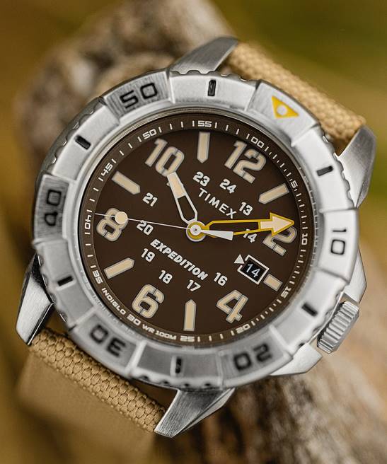 relojes | Timex Expedition North Ridge Reloj de 42 mm con correa de tela de materiales reciclados tono plateado/bronceado/marrón hombres Z8X2125