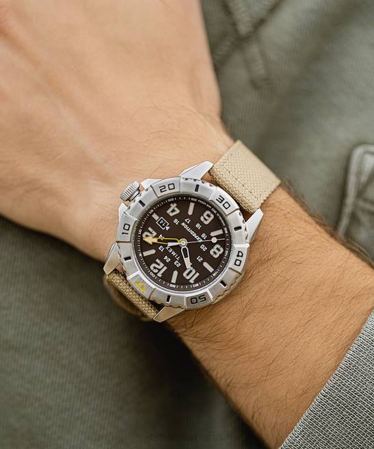 relojes | Timex Expedition North Ridge Reloj de 42 mm con correa de tela de materiales reciclados tono plateado/bronceado/marrón hombres Z8X2125