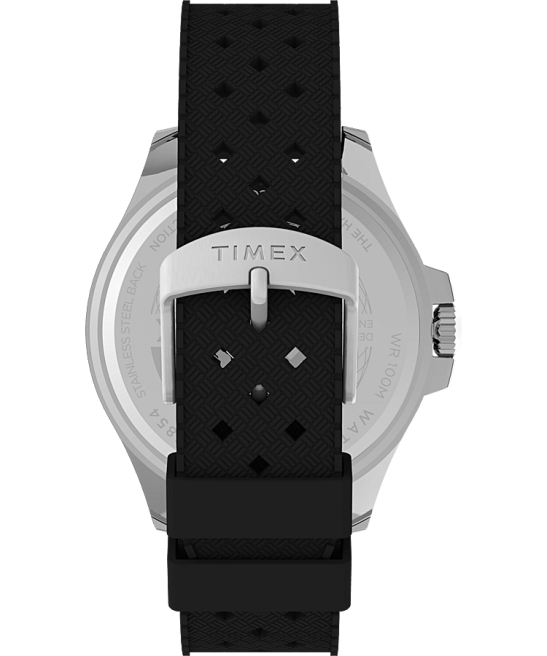 relojes | Timex Reloj Harbourside Coast de 43 mm con correa de caucho tono plateado/negro hombres Z8X2130