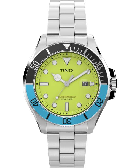 relojes | Timex Reloj Harbourside Coast de 43 mm con pulsera de acero inoxidable acero inoxidable/verde hombres Z8X2133