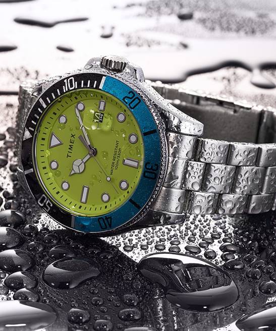 relojes | Timex Reloj Harbourside Coast de 43 mm con pulsera de acero inoxidable acero inoxidable/verde hombres Z8X2133