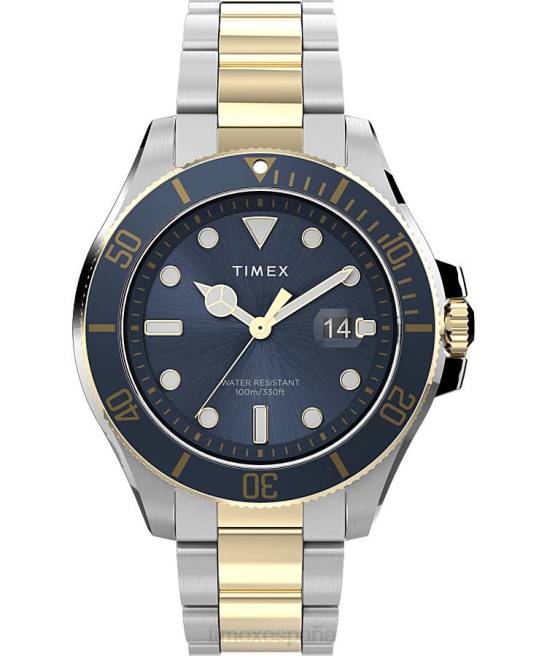 relojes | Timex Reloj Harbourside Coast de 43 mm con pulsera de acero inoxidable azul/bicolor hombres Z8X2134