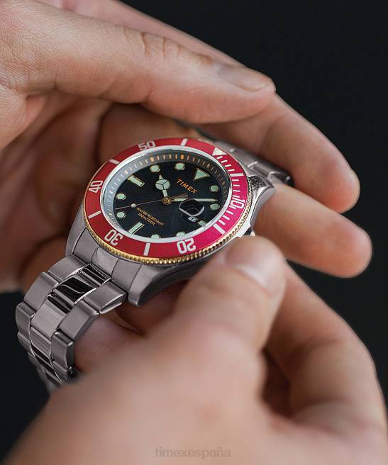 relojes | Timex Reloj Harbourside Coast de 43 mm con pulsera tono plateado/acero inoxidable/negro hombres Z8X2136