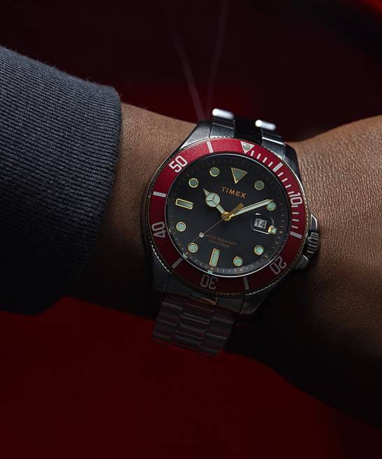 relojes | Timex Reloj Harbourside Coast de 43 mm con pulsera tono plateado/acero inoxidable/negro hombres Z8X2136