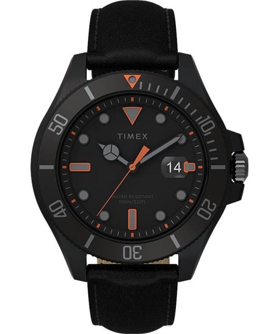 relojes | Timex reloj Harbourside Coast de 43 mm con correa de cuero negro hombres Z8X2114