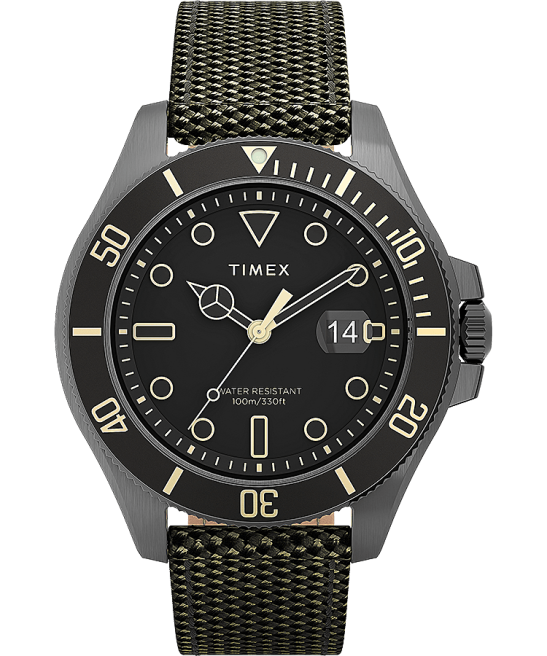 relojes | Timex reloj Harbourside Coast de 43 mm con correa de tela bronce/verde/negro hombres Z8X2126