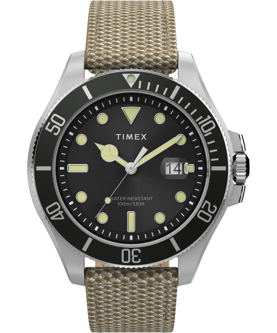 relojes | Timex reloj Harbourside Coast de 43 mm con correa de tela tono plateado/bronceado/negro hombres Z8X2117