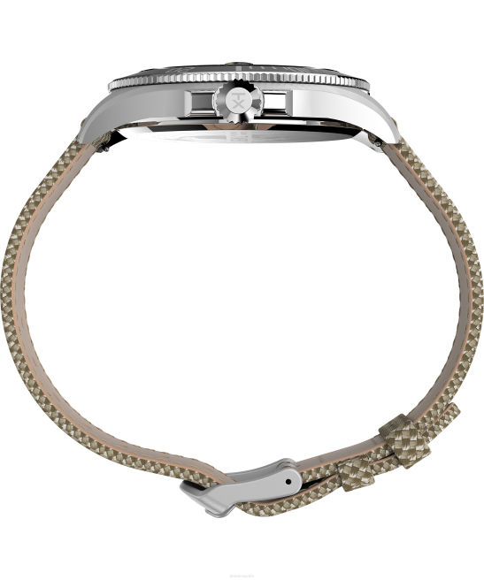 relojes | Timex reloj Harbourside Coast de 43 mm con correa de tela tono plateado/bronceado/negro hombres Z8X2117