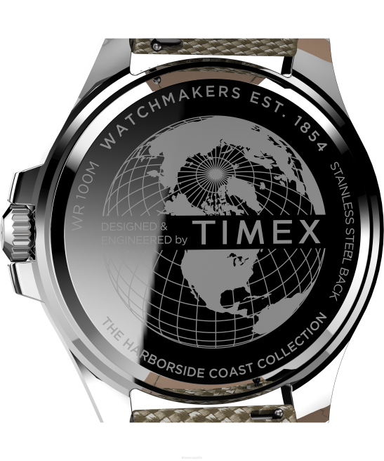 relojes | Timex reloj Harbourside Coast de 43 mm con correa de tela tono plateado/bronceado/negro hombres Z8X2117