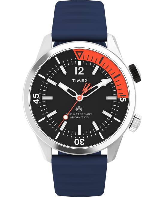 relojes | Timex reloj waterbury dive de 41 mm con correa de caucho sintético acero inoxidable/azul/negro hombres Z8X2120