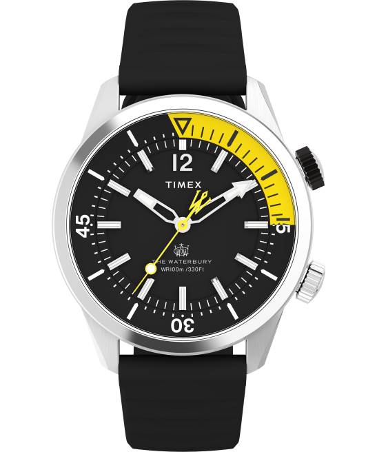 relojes | Timex reloj waterbury dive de 41 mm con correa de caucho sintético acero inoxidable/negro hombres Z8X2115