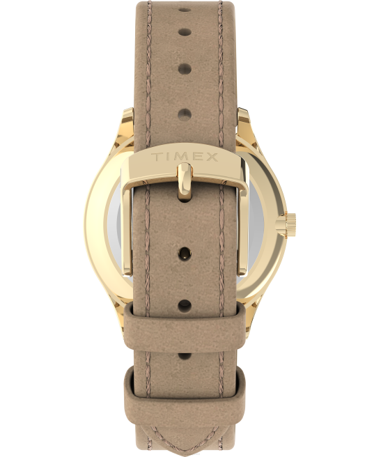 relojes | Timex Reloj moderno de vestir con correa de cuero de 32 mm. tono dorado/bronceado/blanco mujer Z8X2386
