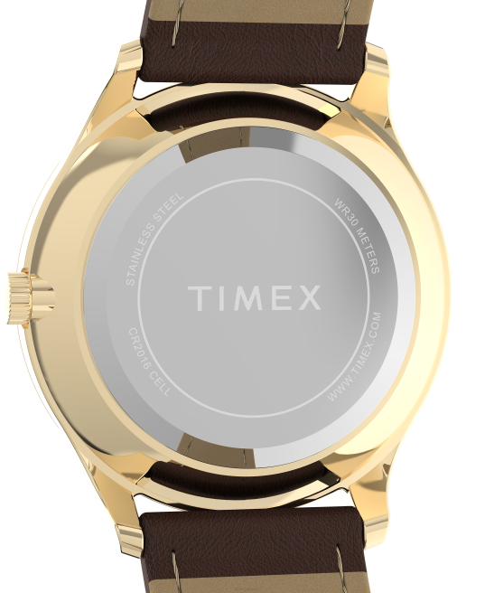 relojes | Timex Reloj moderno de vestir con correa de cuero de 32 mm. tono dorado/marrón/blanco mujer Z8X2385