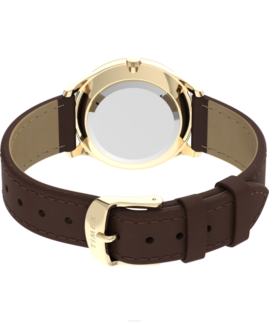relojes | Timex Reloj moderno de vestir con correa de cuero de 32 mm. tono dorado/marrón/blanco mujer Z8X2385